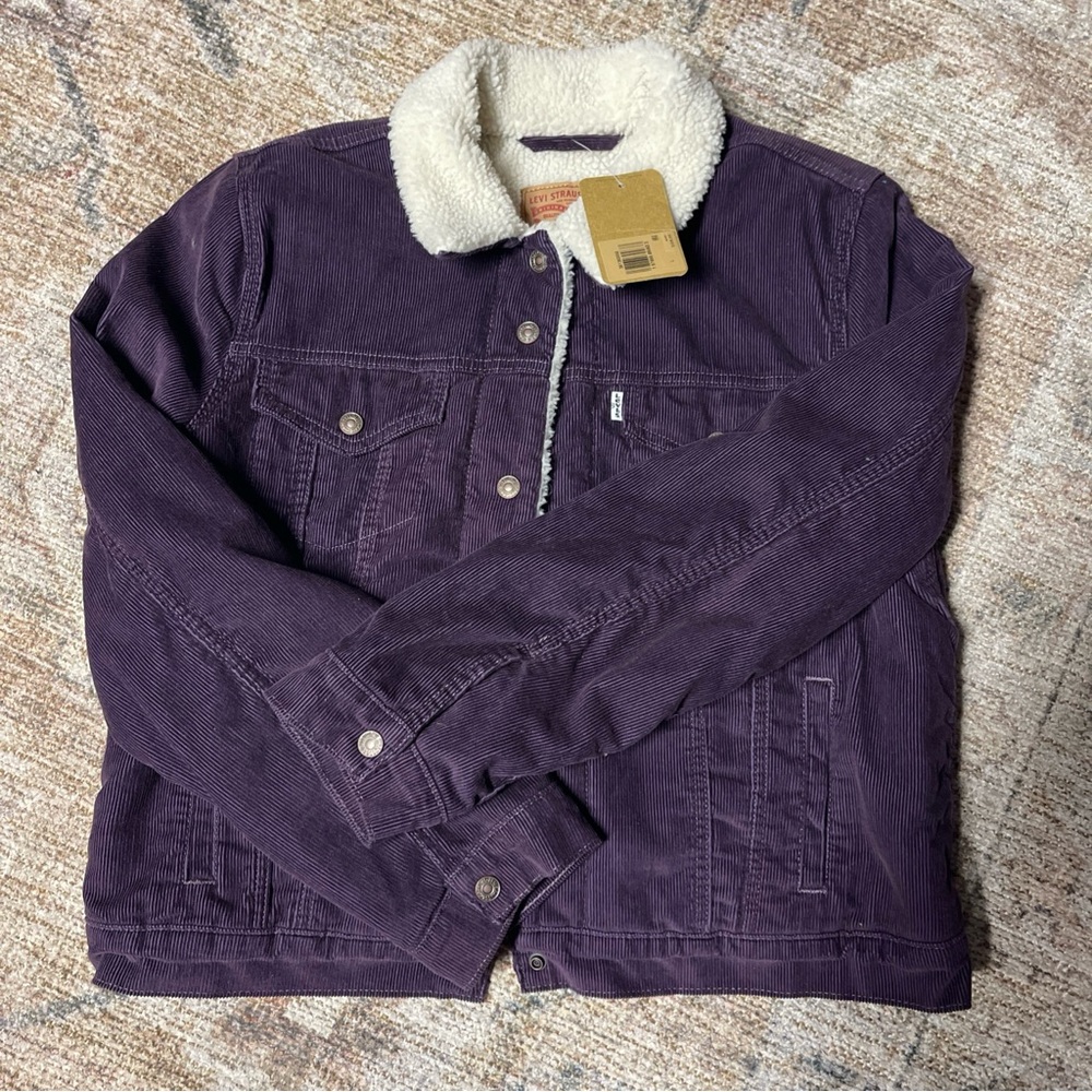 Levi's Women's Purple Corduroy Jacket with Sherpa Collar